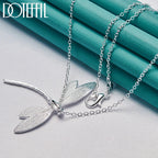 DOTEFFIL 925 Sterling Silver 40-75cm Chain Big Dragonfly Pendant Necklace For Women Wedding Engagement Party Fashion Jewelry