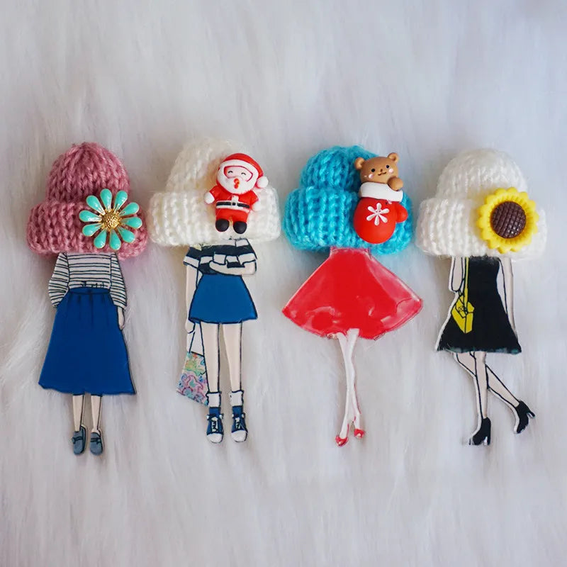 Cute Brooch For Woman Lady Acrylic Brooch Pins Suit Dress Clothing Accessories Christmas Gifts