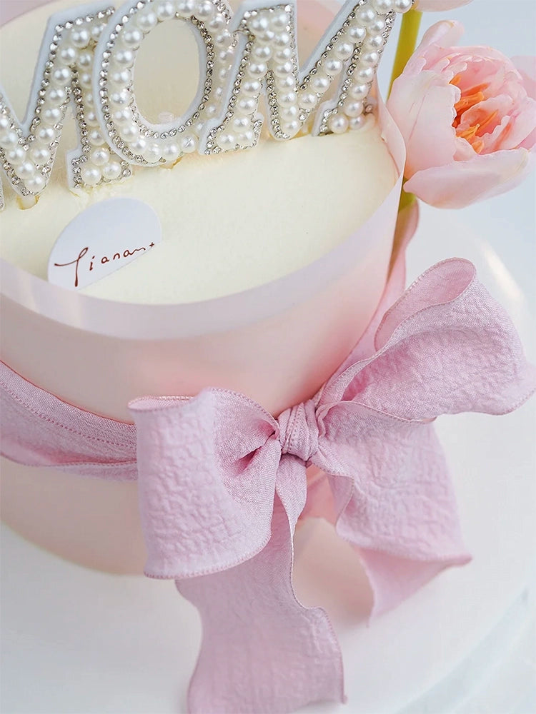 Internet Celebrity Mother's Day Baking Cake Topper Plug-in MG Tissue Paper Surrounding Border Artificial Tulip Ladieswear Inserts Ribbon