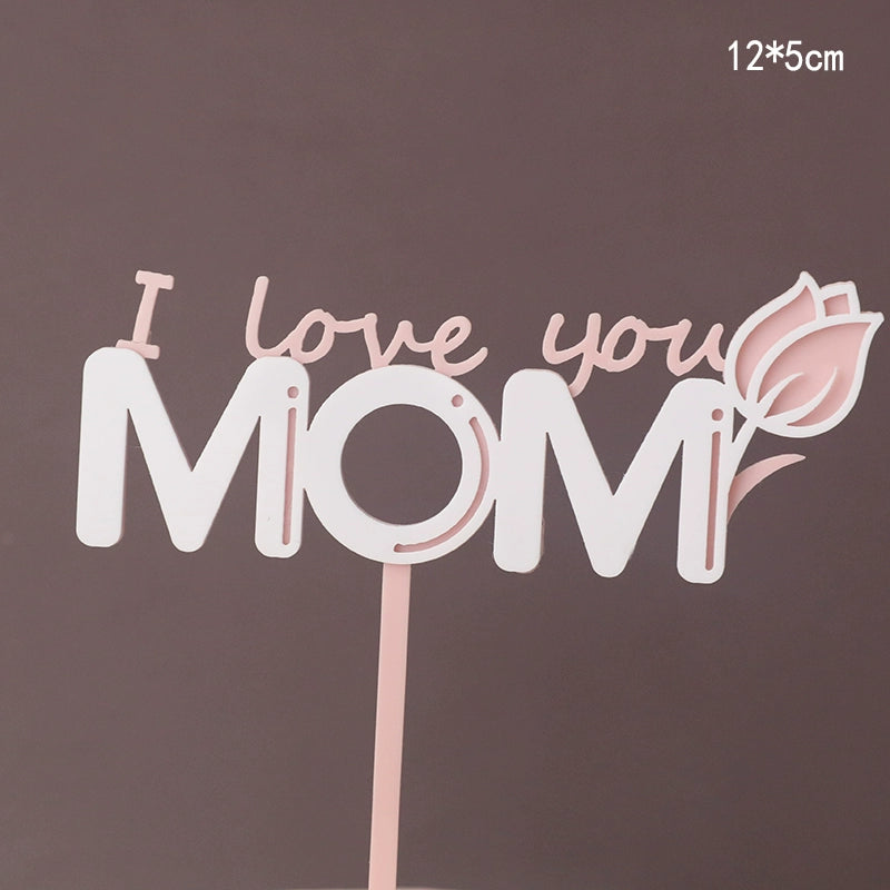 Internet Celebrity Mother's Day Baking Cake Topper Plug-in MG Tissue Paper Surrounding Border Artificial Tulip Ladieswear Inserts Ribbon