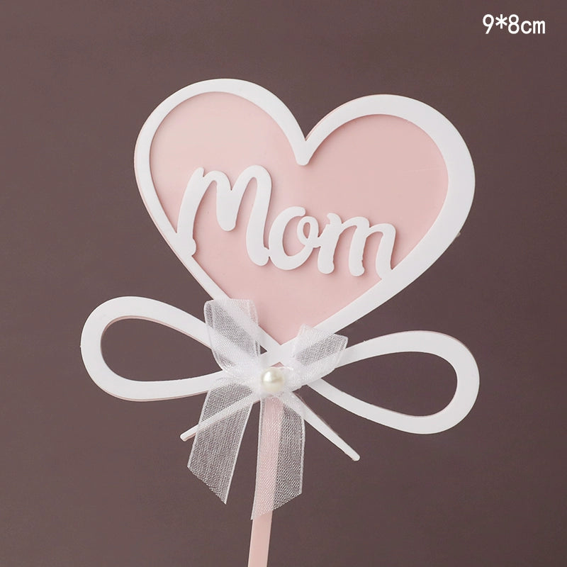 Internet Celebrity Mother's Day Baking Cake Topper Plug-in MG Tissue Paper Surrounding Border Artificial Tulip Ladieswear Inserts Ribbon