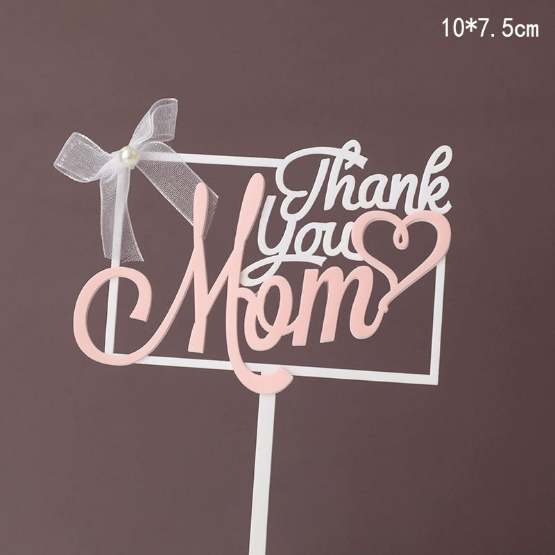 Internet Celebrity Mother's Day Baking Cake Topper Plug-in MG Tissue Paper Surrounding Border Artificial Tulip Ladieswear Inserts Ribbon