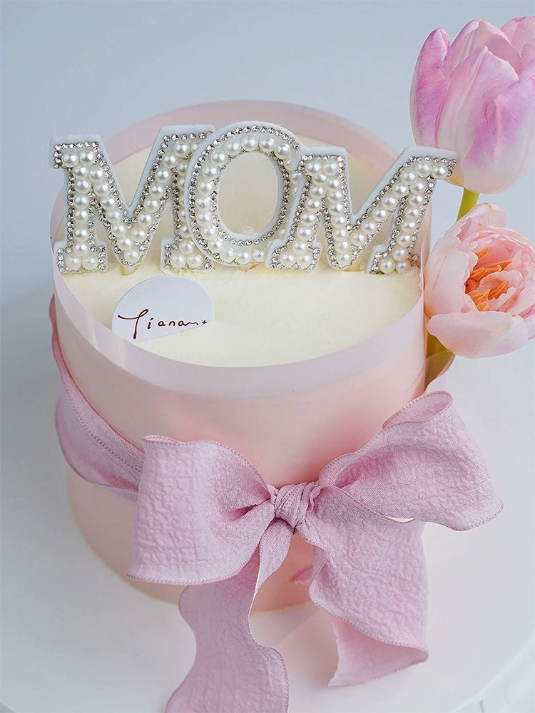 Internet Celebrity Mother's Day Baking Cake Topper Plug-in MG Tissue Paper Surrounding Border Artificial Tulip Ladieswear Inserts Ribbon