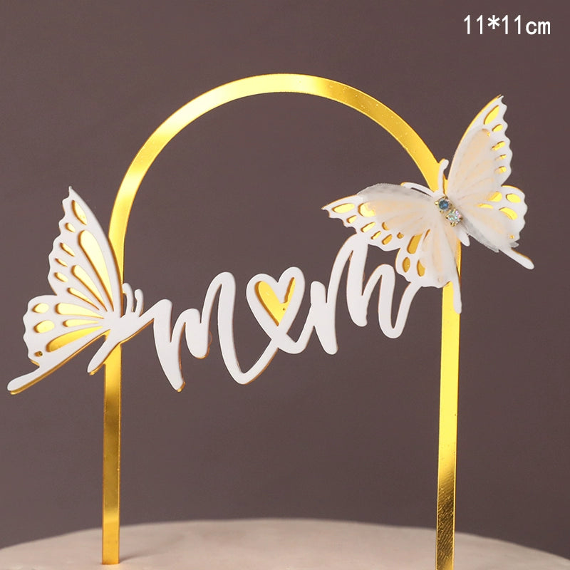 Internet Celebrity Mother's Day Baking Cake Topper Plug-in MG Tissue Paper Surrounding Border Artificial Tulip Ladieswear Inserts Ribbon
