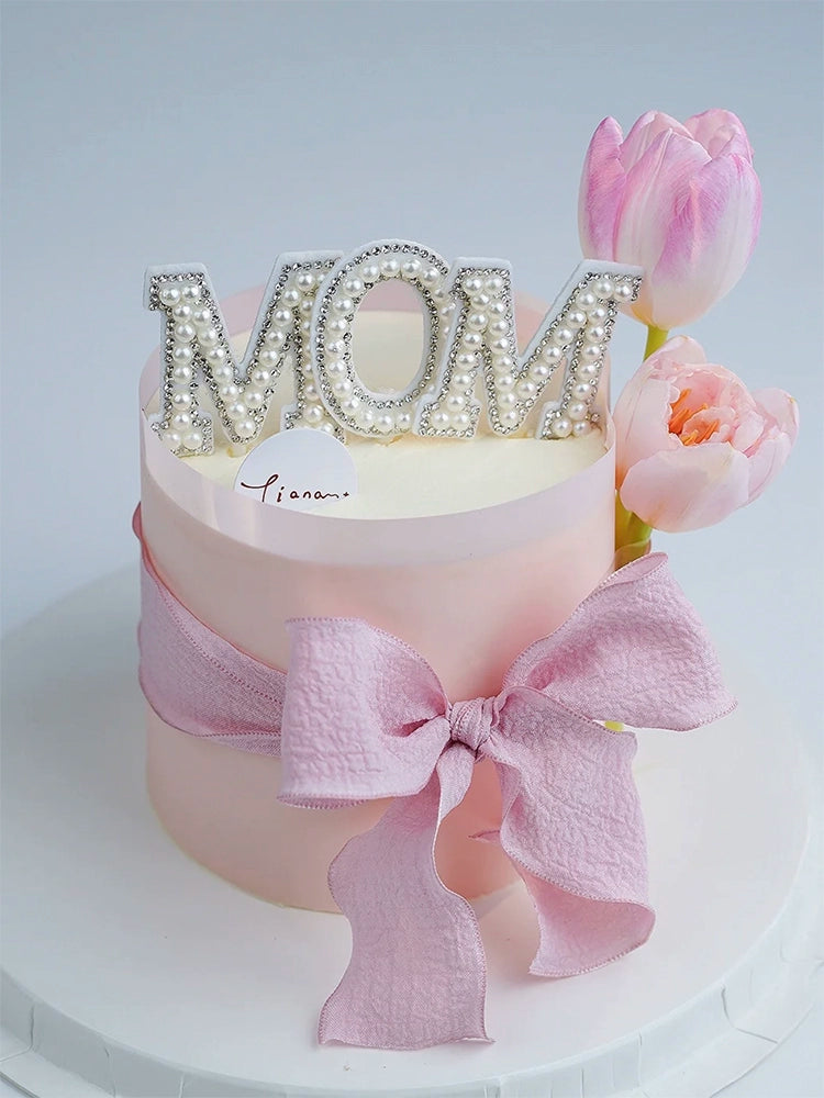 Internet Celebrity Mother's Day Baking Cake Topper Plug-in MG Tissue Paper Surrounding Border Artificial Tulip Ladieswear Inserts Ribbon
