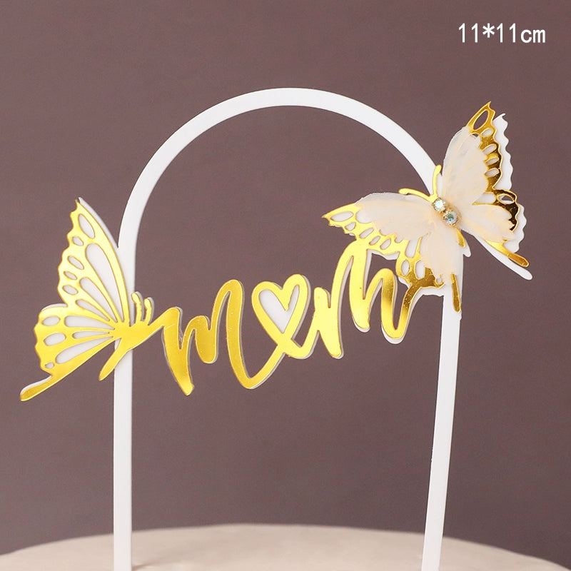 Internet Celebrity Mother's Day Baking Cake Topper Plug-in MG Tissue Paper Surrounding Border Artificial Tulip Ladieswear Inserts Ribbon