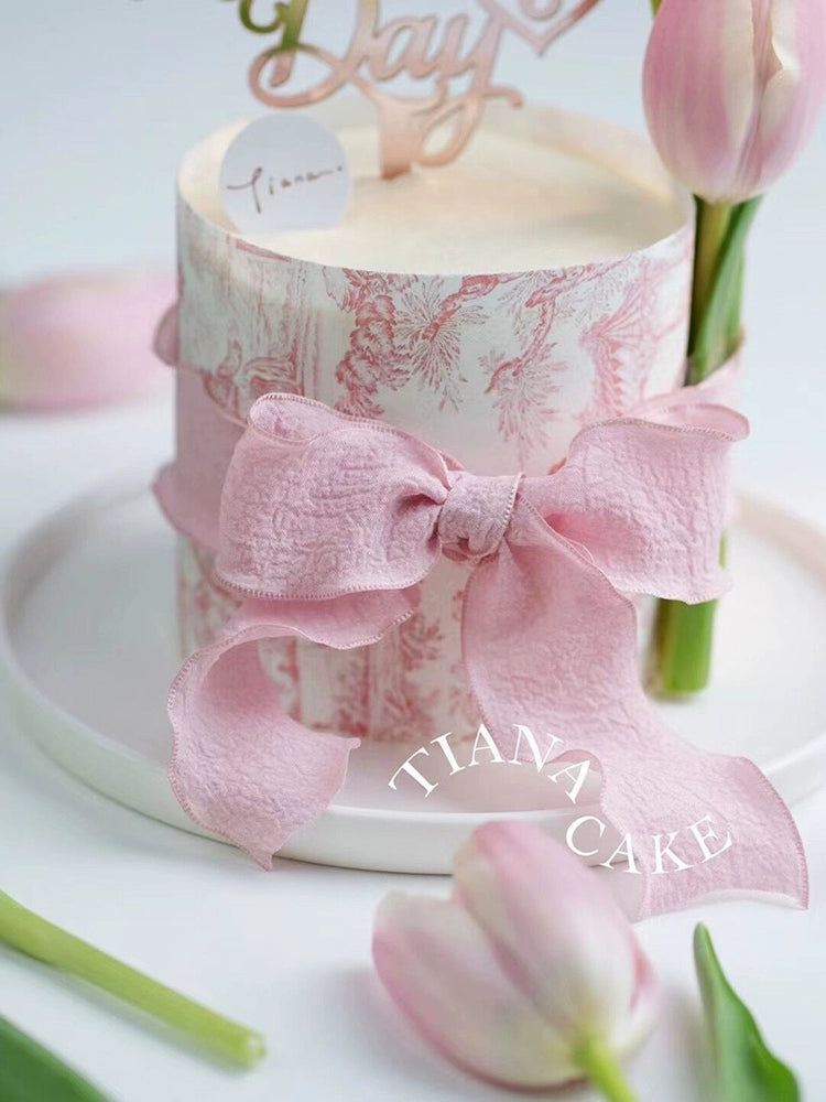 Internet Celebrity Mother's Day Baking Cake Topper Plug-in MG Tissue Paper Surrounding Border Artificial Tulip Ladieswear Inserts Ribbon