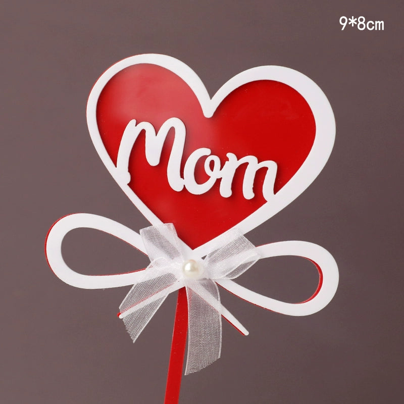 Internet Celebrity Mother's Day Baking Cake Topper Plug-in MG Tissue Paper Surrounding Border Artificial Tulip Ladieswear Inserts Ribbon