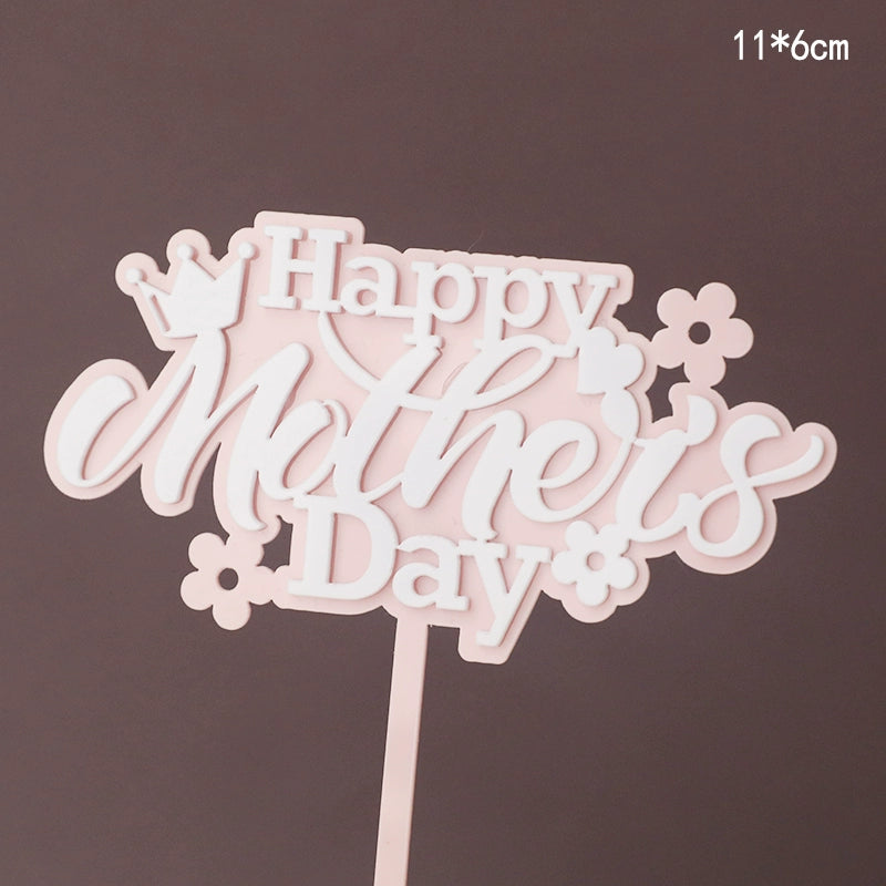 Internet Celebrity Mother's Day Baking Cake Topper Plug-in MG Tissue Paper Surrounding Border Artificial Tulip Ladieswear Inserts Ribbon