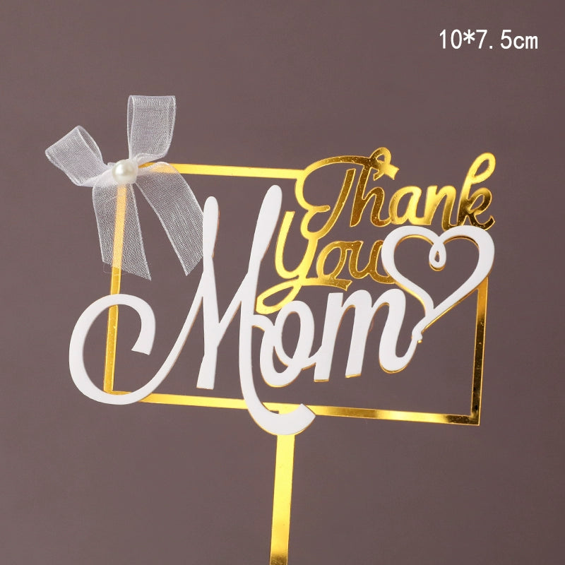 Internet Celebrity Mother's Day Baking Cake Topper Plug-in MG Tissue Paper Surrounding Border Artificial Tulip Ladieswear Inserts Ribbon