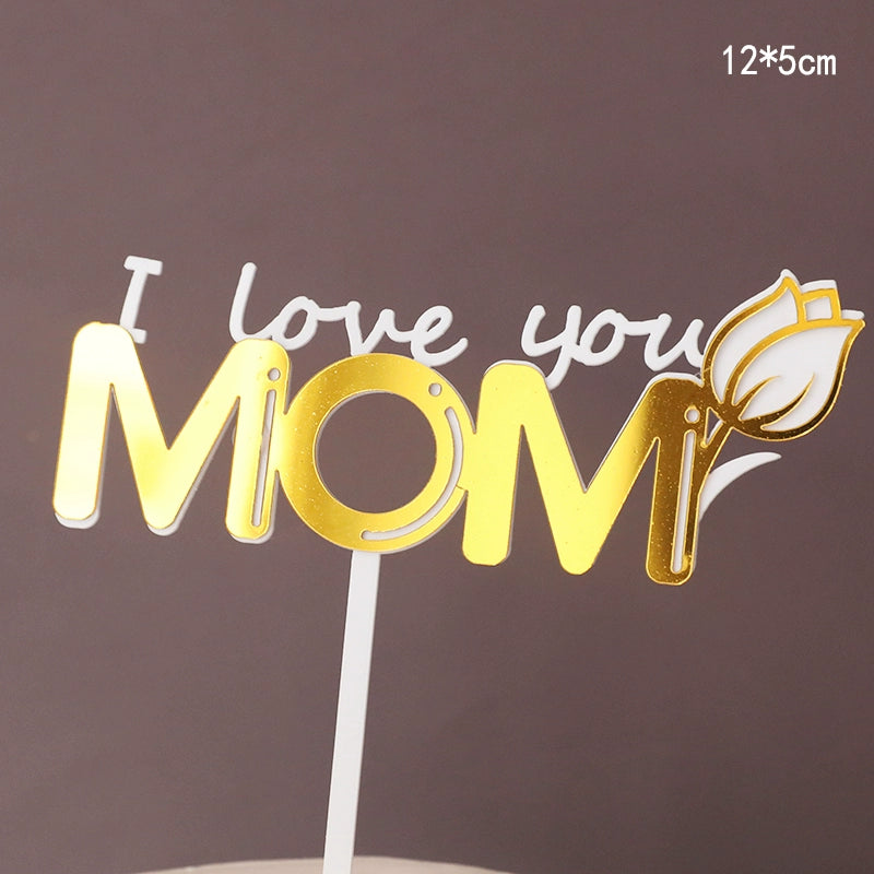 Internet Celebrity Mother's Day Baking Cake Topper Plug-in MG Tissue Paper Surrounding Border Artificial Tulip Ladieswear Inserts Ribbon