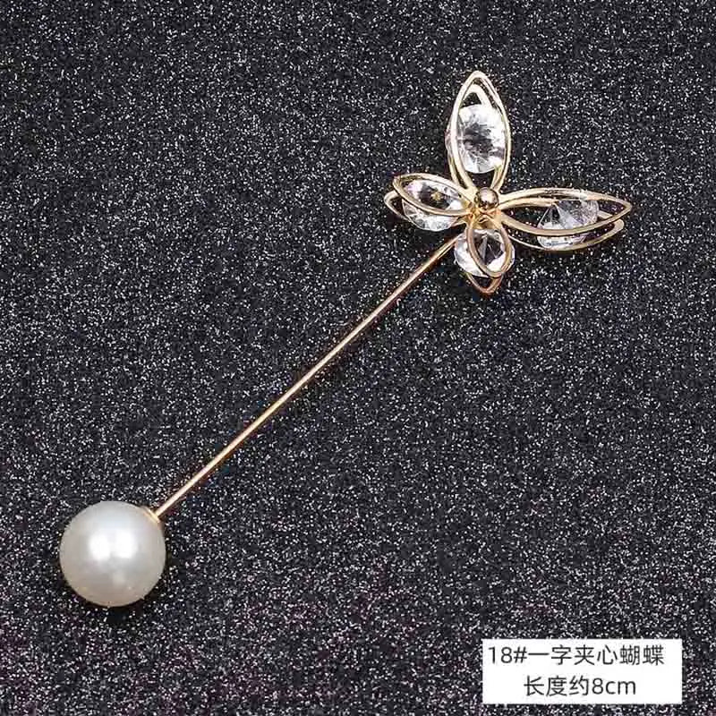 Double Pearl Pin Brooch For Women Clothing Dress Fixed Safety Pin Woman Brooch Accessories Pants Decoration Pearl Jewelry Clip