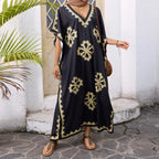 Women’s Summer Ramadan Dress – Loose V-Neck Bat Sleeve Caftan Gown