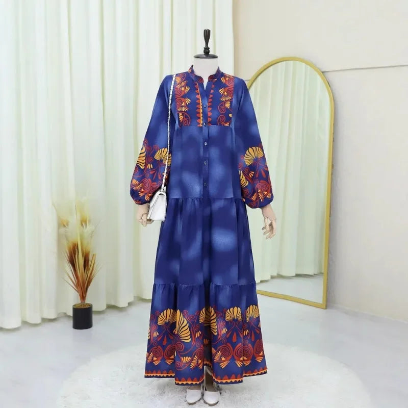 Formal Dress Turkish Muslim Dress for Women Middle Eastern Arab Single-breasted Fashionable Elegant Loose Abaya Dresses