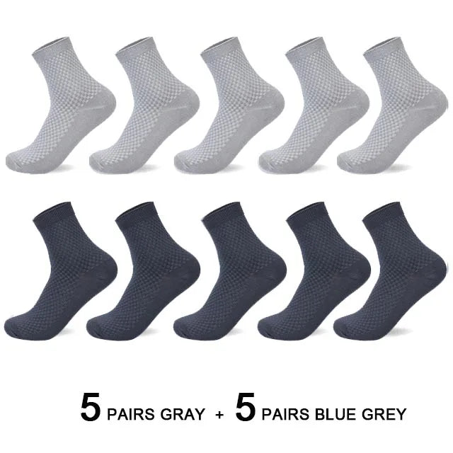 10 Pairs/Lot Men's Business Casual Socks 2025 New Compression Autumn Long Black Man Dress Sock Gift Plus Size 38-44