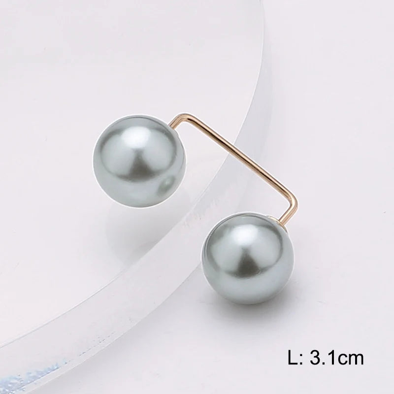 Double Pearl Pin Brooch For Women Clothing Dress Fixed Safety Pin Woman Brooch Accessories Pants Decoration Pearl Jewelry Clip