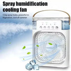 Cooling fan 3-in-1 portable desktop humidifier USB mini air conditioner night light mist suitable for home and office use