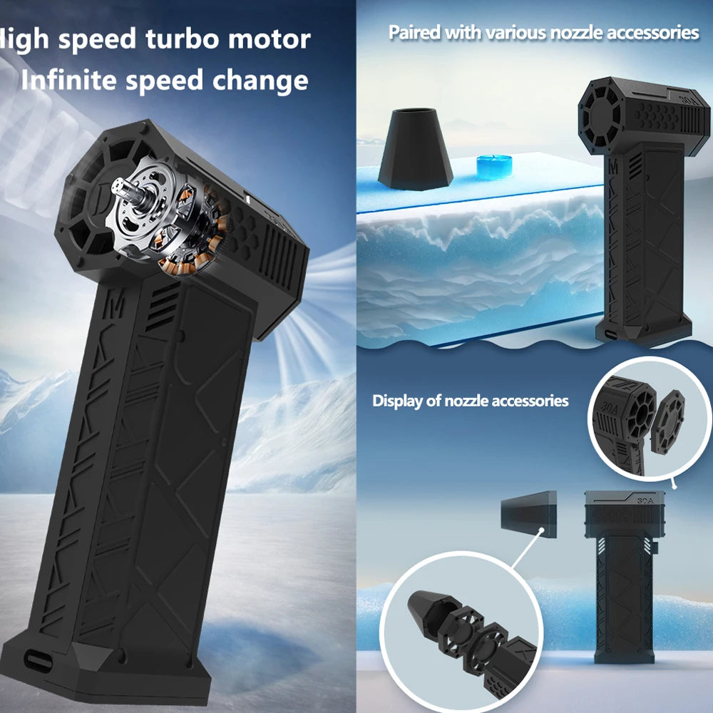 1 PC Violent Fan High Speed Turbofan with High Air Volume Brushless Charging Handheld Outdoor Car Fan