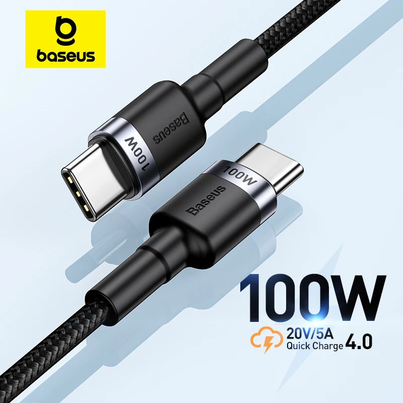 Baseus USB Type C To USB C Cable For iPhone 16 15 100W/5A PD Fast Charging Charger Cord For Macbook Xiaomi Samsung Type-C Cable