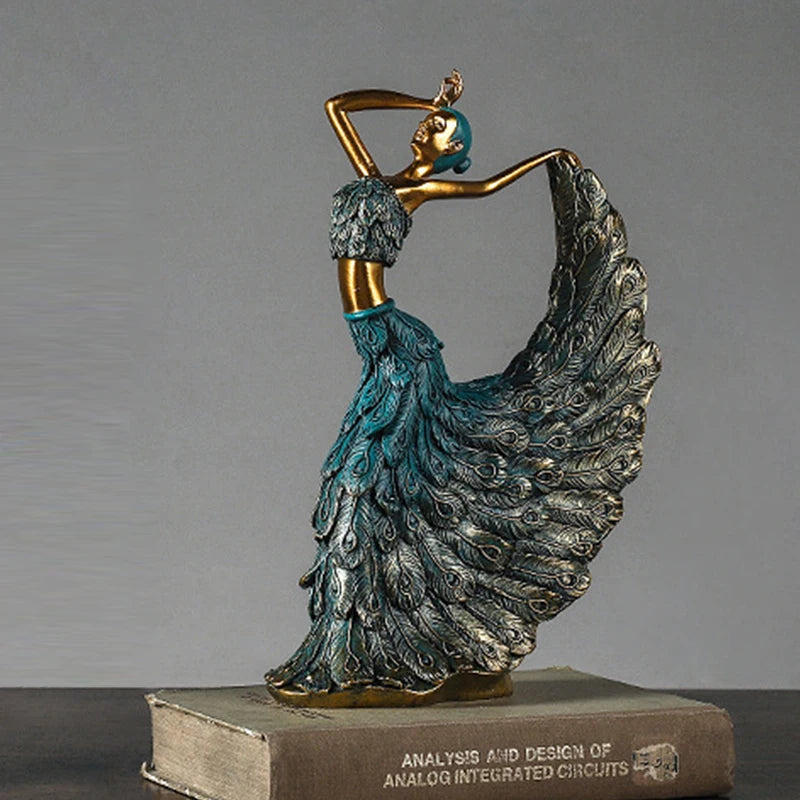 Peacock Dancer Statue Figurines for Interior Figure Decorations