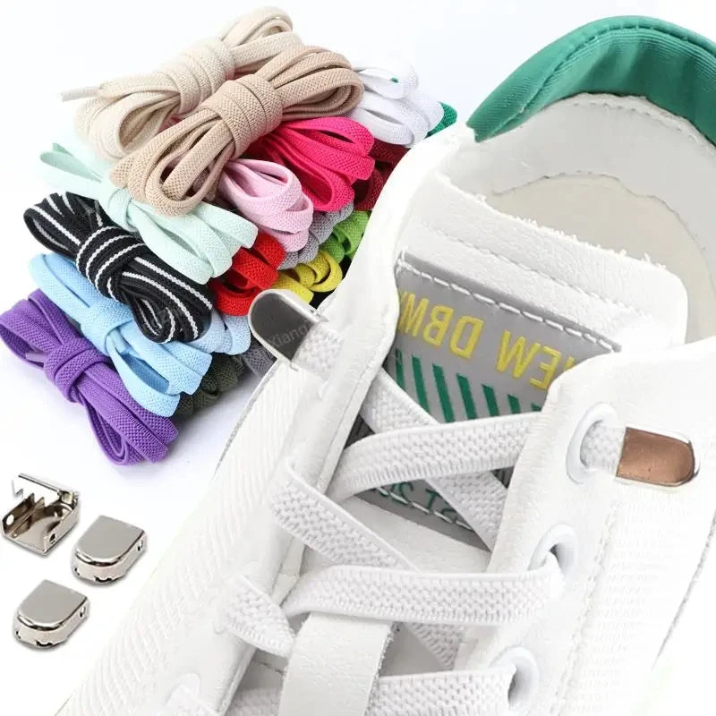 No Tie Shoe Laces Elastic Laces Sneakers Tennis Flat Shoelaces Without Ties Kids Adult Quick Shoe Lace Rubber Bands for Shoes
