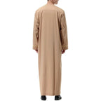 Men’s Islamic Robe – Casual Long Sleeve Tunic, Solid Color, Round Neck