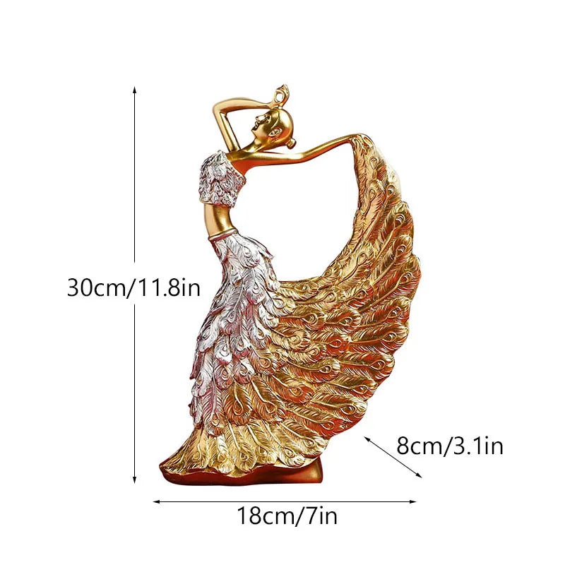 Peacock Dancer Statue Figurines for Interior Figure Decorations