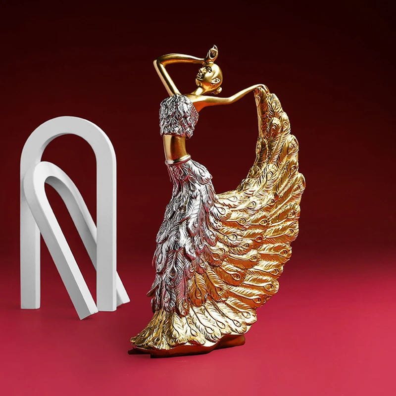 Peacock Dancer Statue Figurines for Interior Figure Decorations