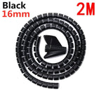 2M Universal Flexible Spiral Wire Protector Data Cable Organizer Computer Cord Protective Tube Clip Desktop Tidy Management Tool