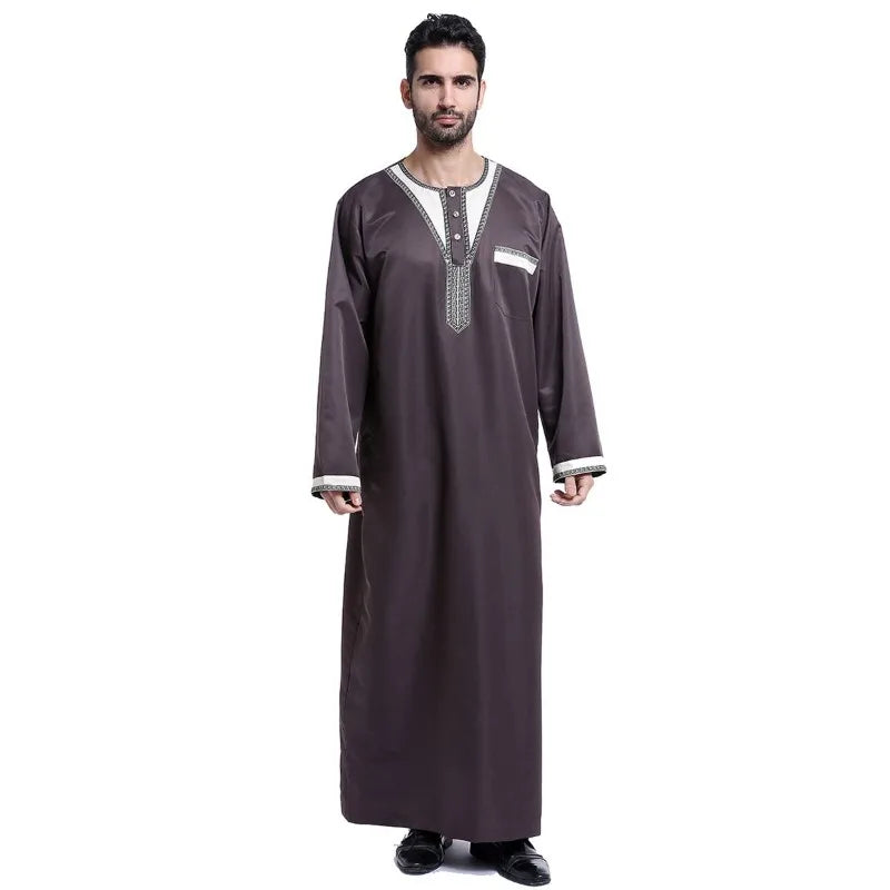 Men’s Arabic Kaftan Robe – Islamic Ethnic Long Sleeve Festival & Ramadan Wear