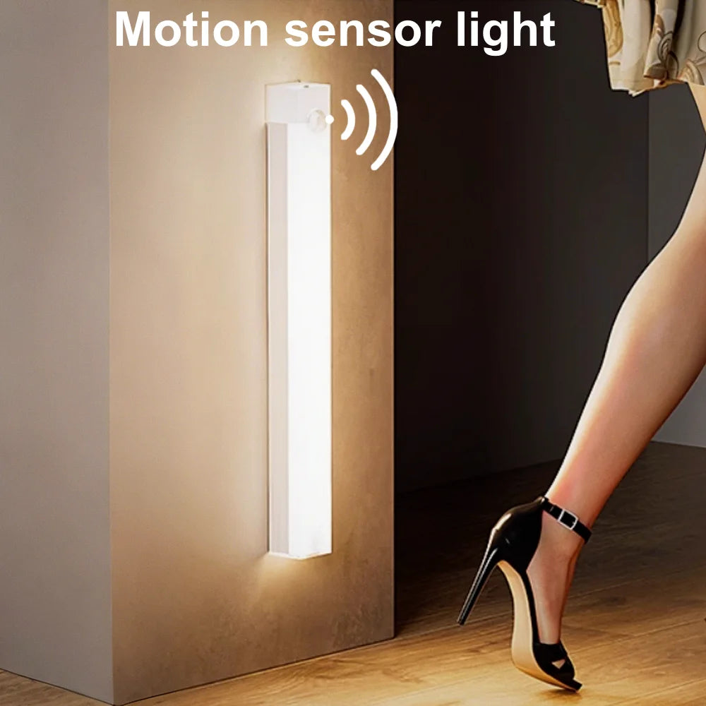 USB Rechargeable Motion Sensor Light Under Cabinet Night Light Kitchen Bedroom Lighting Wall Lamp Wardrobe Lamp Staircase Closet