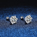 Women's Moissanite Screw Stud Earrings D Color 925 Sterling Silver 6 Prong Diamond Wedding Fine Jewelry