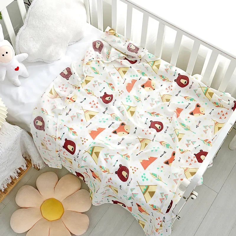 Bamboo Cotton Baby Blankets for Newborn Swaddling Wrap Soft Thin Bedding Bath Towel 2 Layer Gauze Stroller Blankets