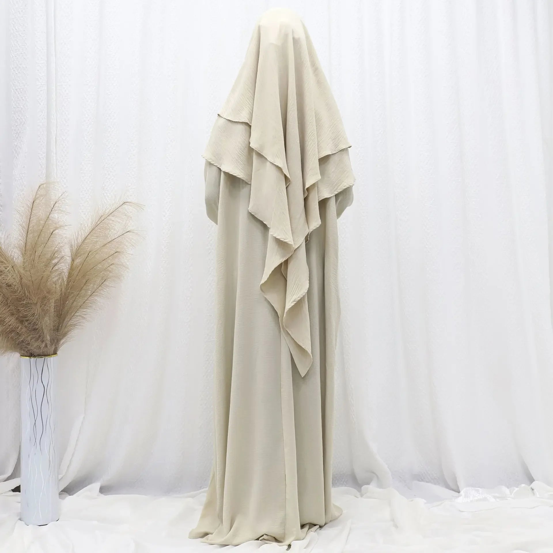 Women’s Ramadan Modest Abaya – Long Kaftan Dress with Headscarf, Islamic Jalabiya
