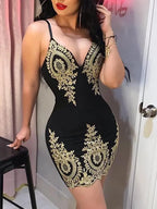 Women's party halter dress Sleeveless slim-fit mini dress with low neck and halter back