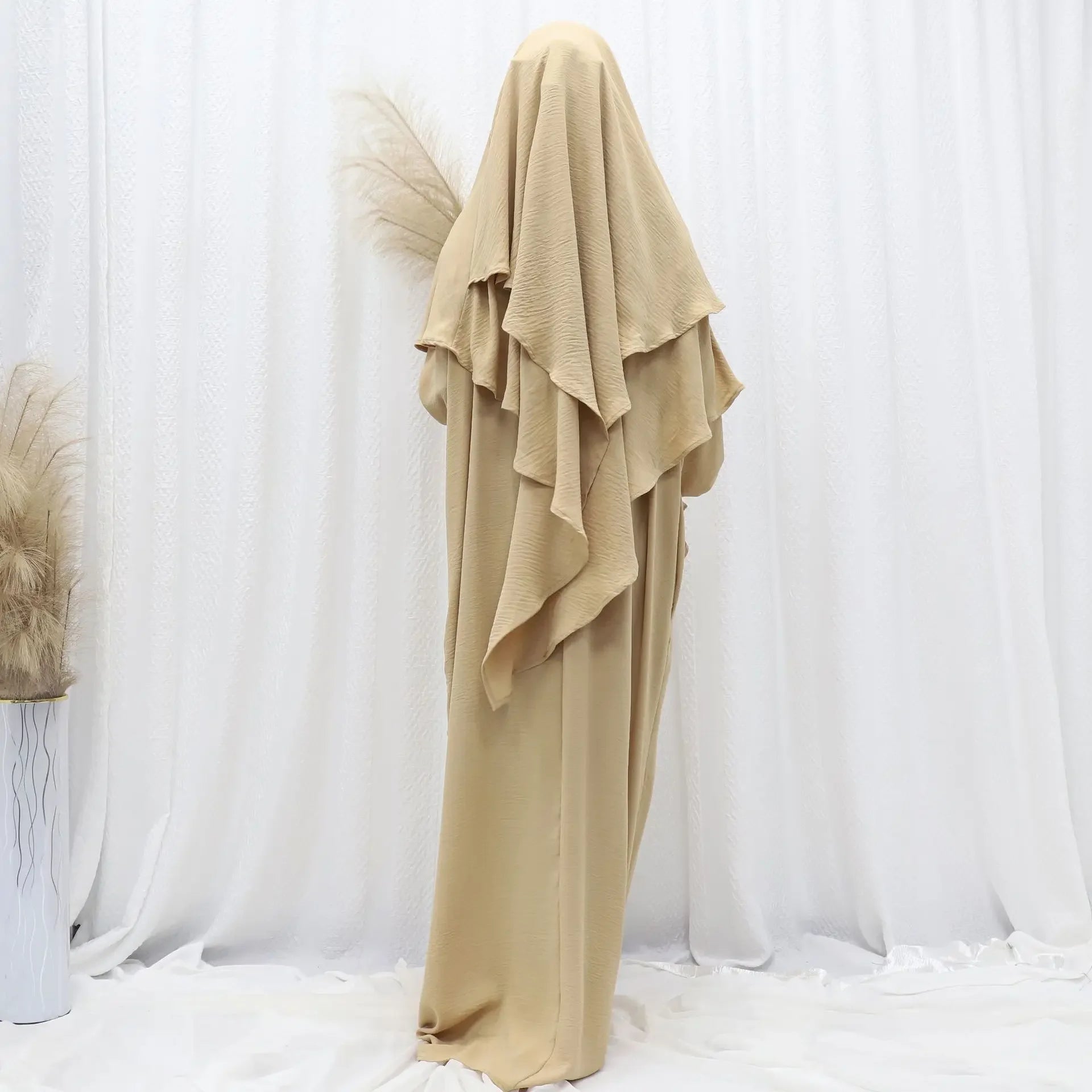 Women’s Ramadan Modest Abaya – Long Kaftan Dress with Headscarf, Islamic Jalabiya