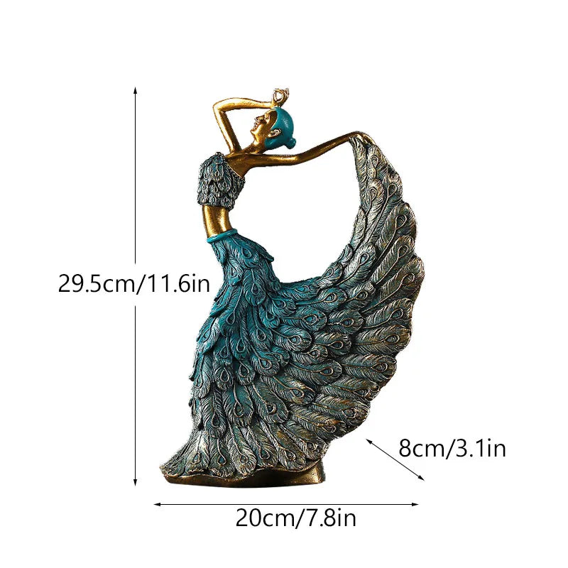 Peacock Dancer Statue Figurines for Interior Figure Decorations