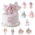 Princess Cake Toppers Ballet Dance Girl Happy Birthday Party Decoration Angel Wing for One Year Old Baby Shower Party Cake Decor