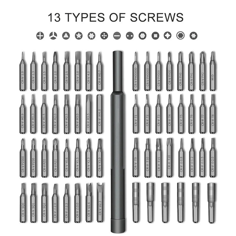 63 in 1 Precision Screwdriver Set Phillips Torx Magnetic Screw Driver Bit Professional Repair Tool Kit for IPhone Watch Camera