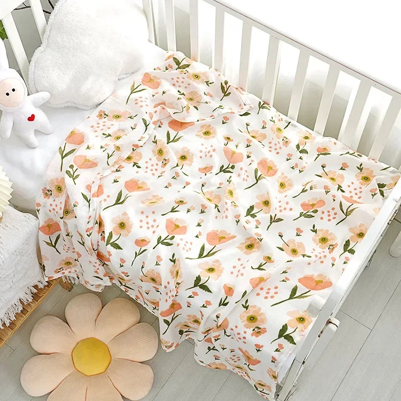 Bamboo Cotton Baby Blankets for Newborn Swaddling Wrap Soft Thin Bedding Bath Towel 2 Layer Gauze Stroller Blankets