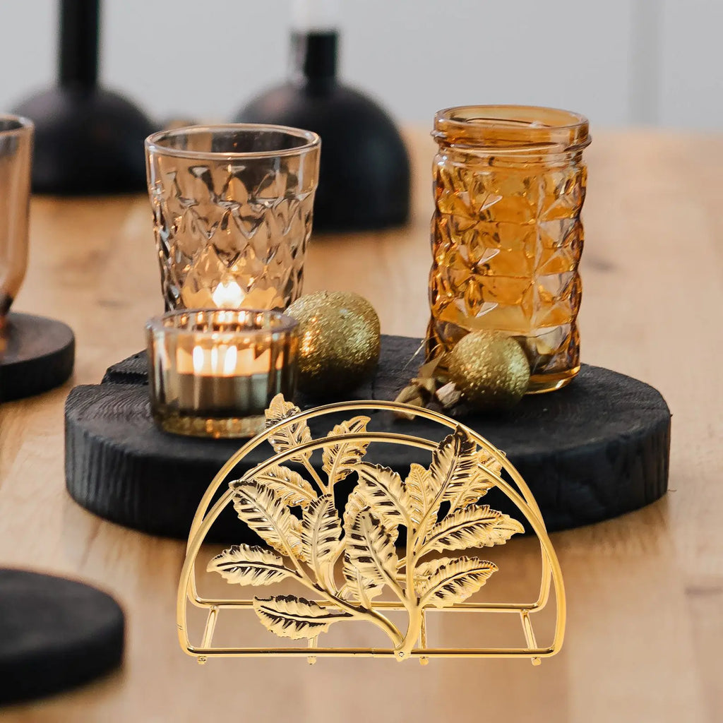 Gold Desktop Organizer – Tissue & Document Holder for Home, Hotel & Café