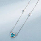 925 Sterling Silver Chain Unique and Stunning Women's Blue Love Heart Zircon Pendant Neck with Trendy Design Jewelry