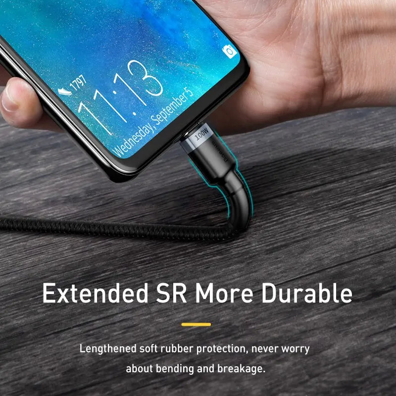 Baseus USB Type C To USB C Cable For iPhone 16 15 100W/5A PD Fast Charging Charger Cord For Macbook Xiaomi Samsung Type-C Cable