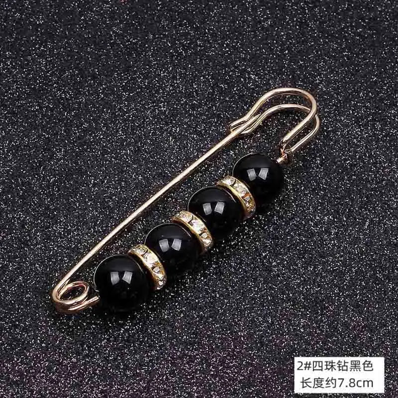 Double Pearl Pin Brooch For Women Clothing Dress Fixed Safety Pin Woman Brooch Accessories Pants Decoration Pearl Jewelry Clip