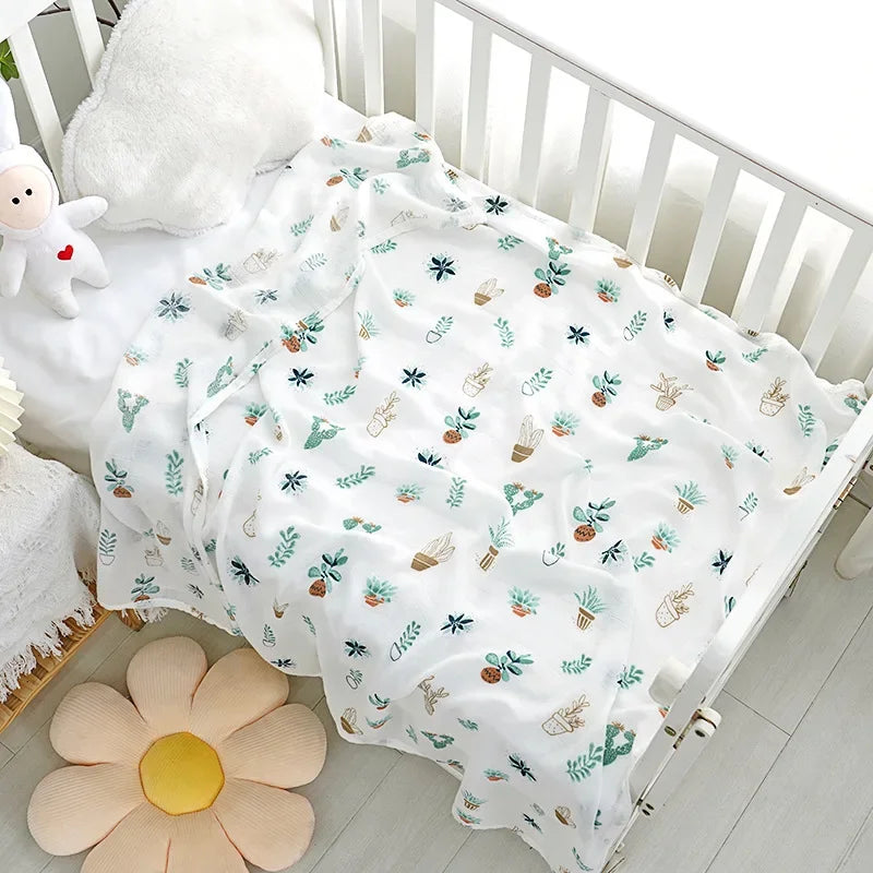 Bamboo Cotton Baby Blankets for Newborn Swaddling Wrap Soft Thin Bedding Bath Towel 2 Layer Gauze Stroller Blankets