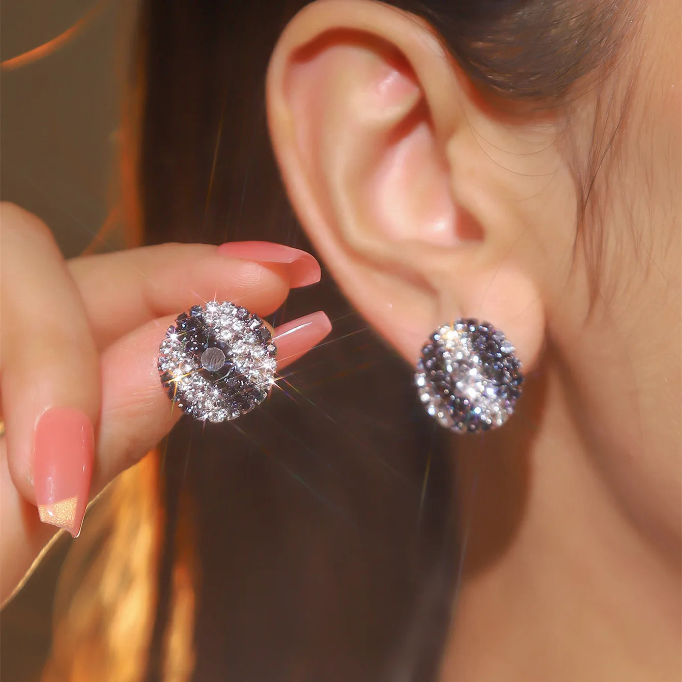 Women Fashion Shiny Rhinestone Big Drop Dangle Earrings Maxi Evening Dress Statement Earrings Accessories Wedding Bride Jewelry