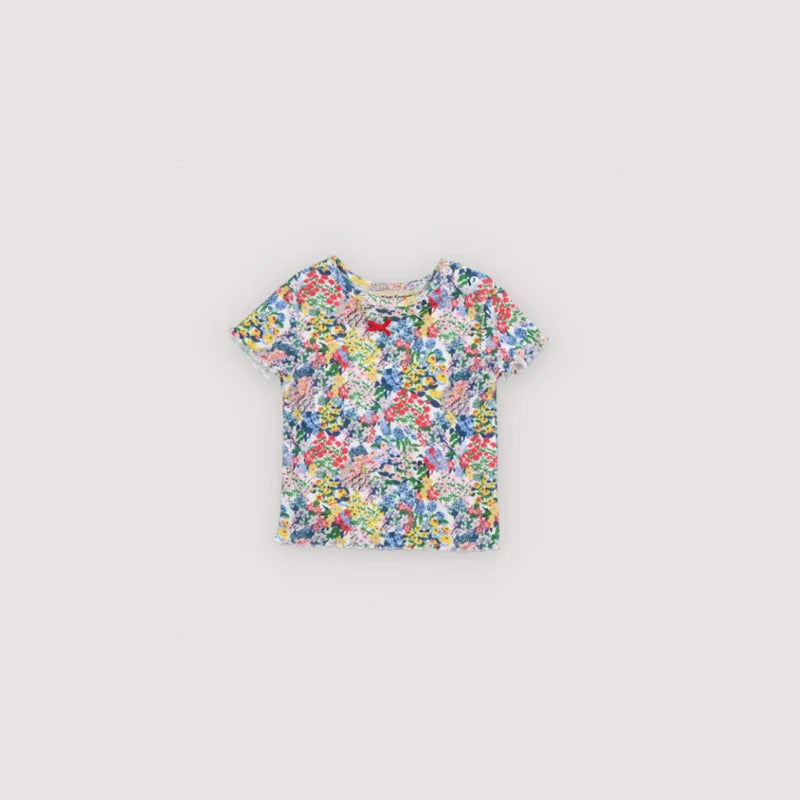 Baby Rompers Jumpers 2026 Summer Verbena Print Girl Dress Short Sleeve Tee and Short Set Sisters Skirt Clothing