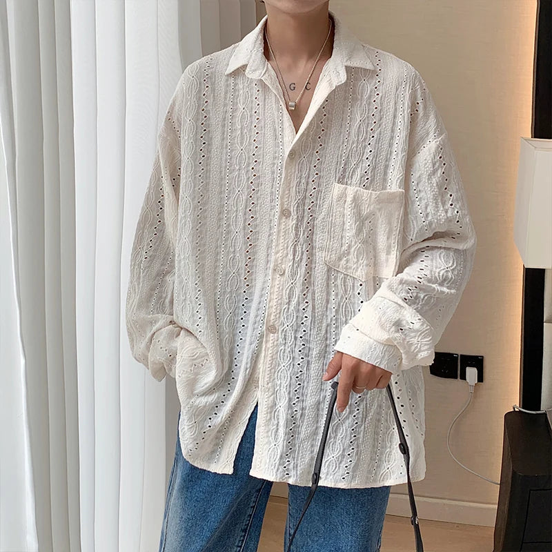 Shirts for men Apricot Handsome Lapel Men