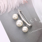 Elegant Faux Pearl Brooch Pin for Women - Secure Dress Clip, Adjustable Golden/Silvery Accessory for Blouse, Scarf, Suits