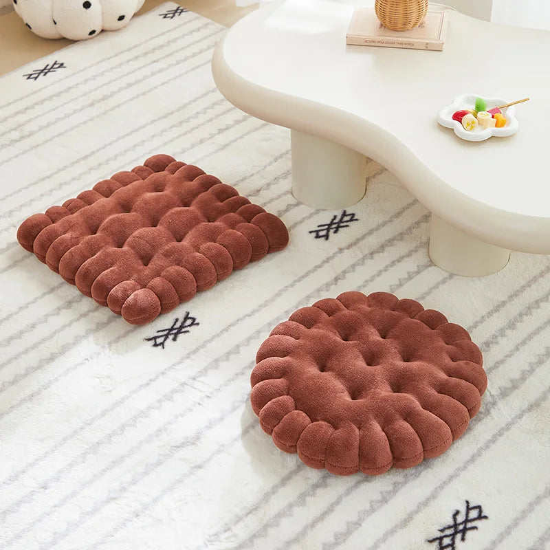 1 cookie shaped cushion, comfortable and soft circular cookie cushion, square cushion, suitable for indoor use at home